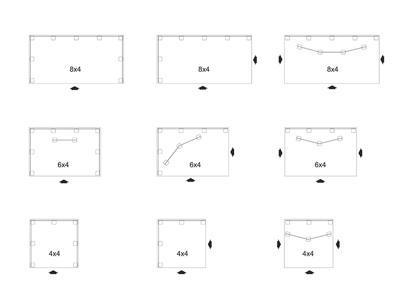 stand modular, diferentes configuraciones