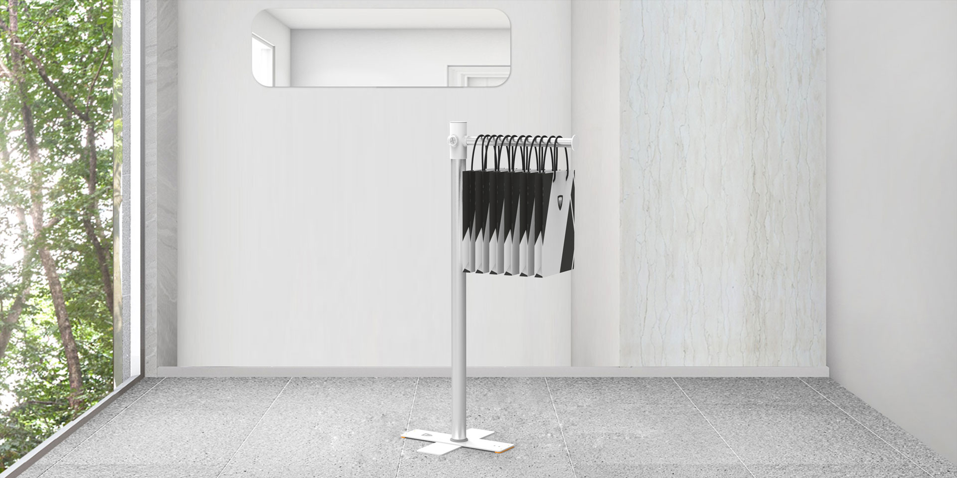 espositore per borse e sacchetti