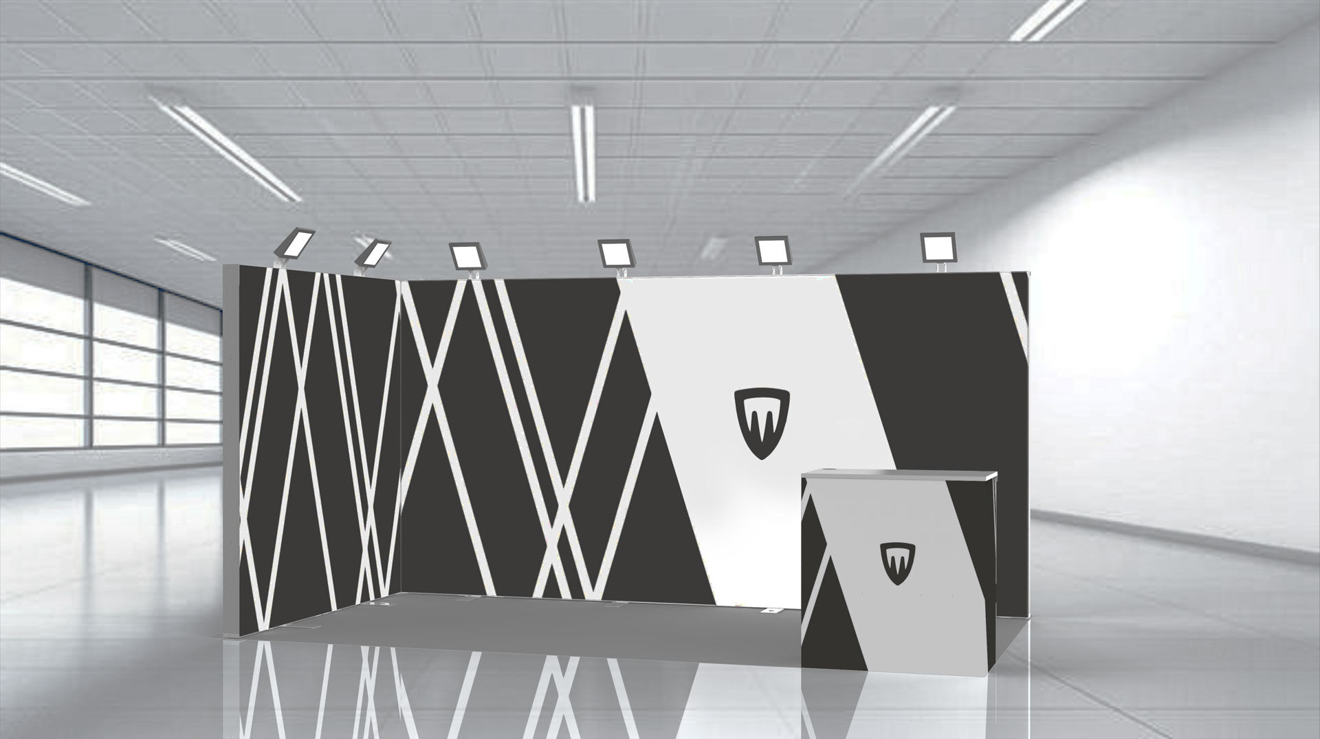 mixto-ok Stand de exposición con estanterías y nichos de exposición